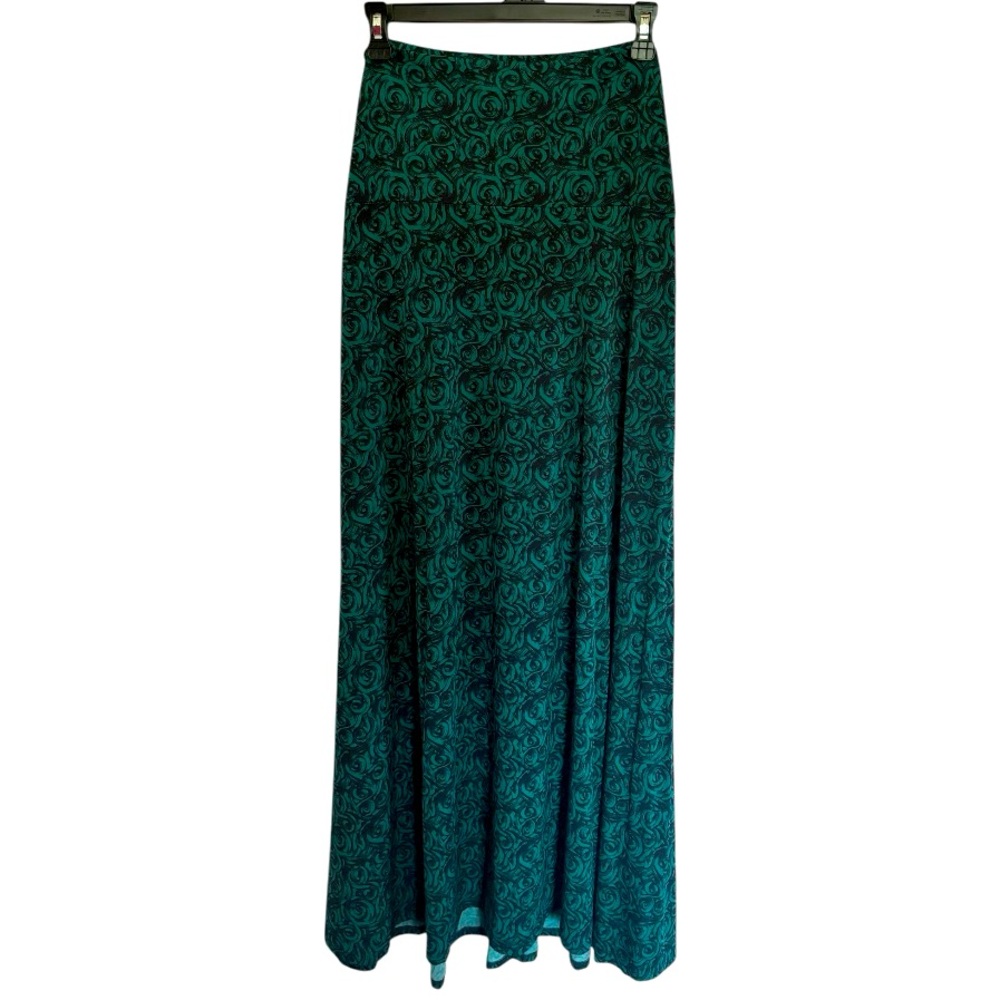 Lularoe Woman’s Size 3X (24/26) Green Black Geometric Print Long Maxi Skirt